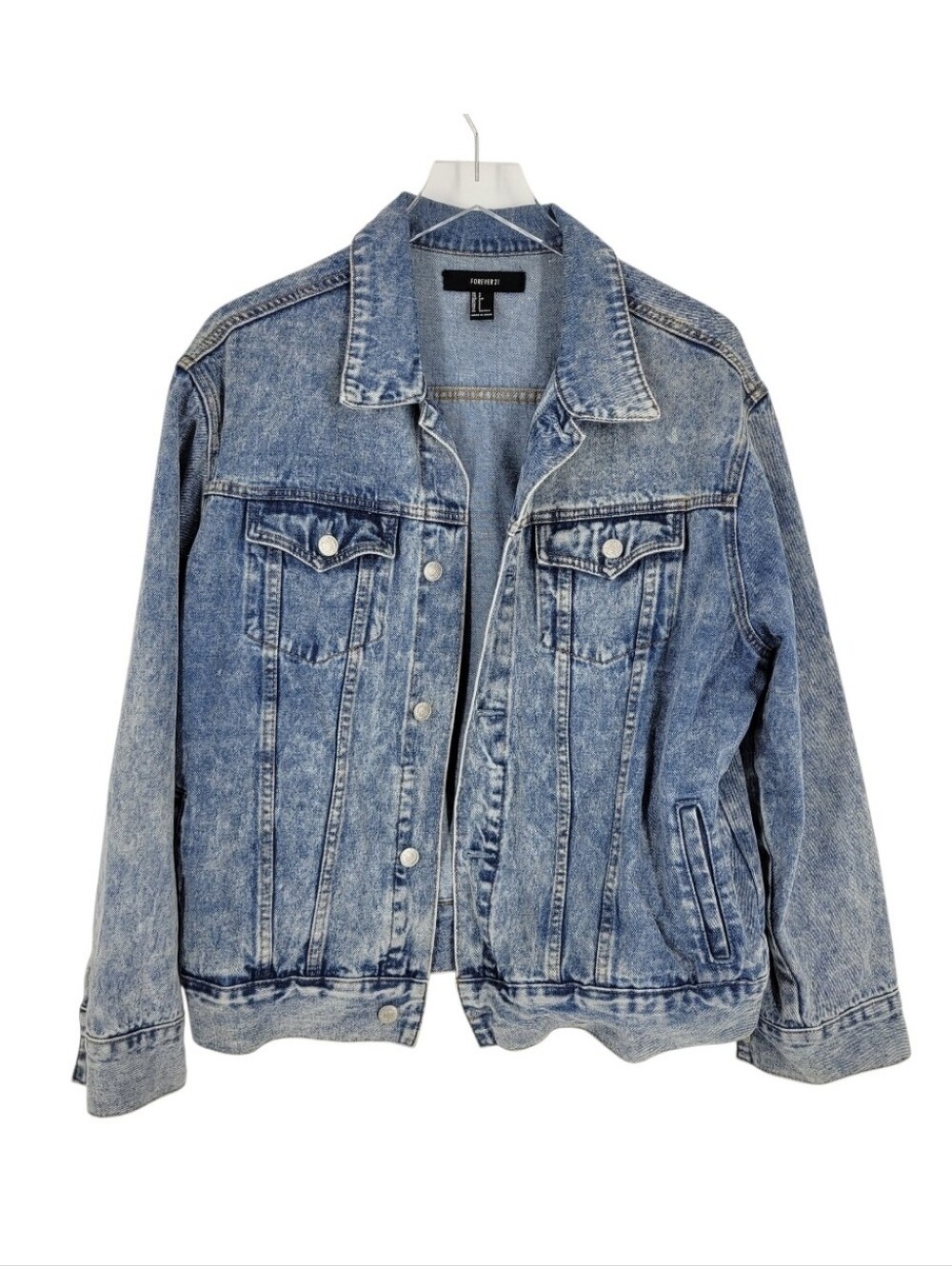 Forever 21 90's Oversized Acid Wash Denim Jean Jacket Women Size S
